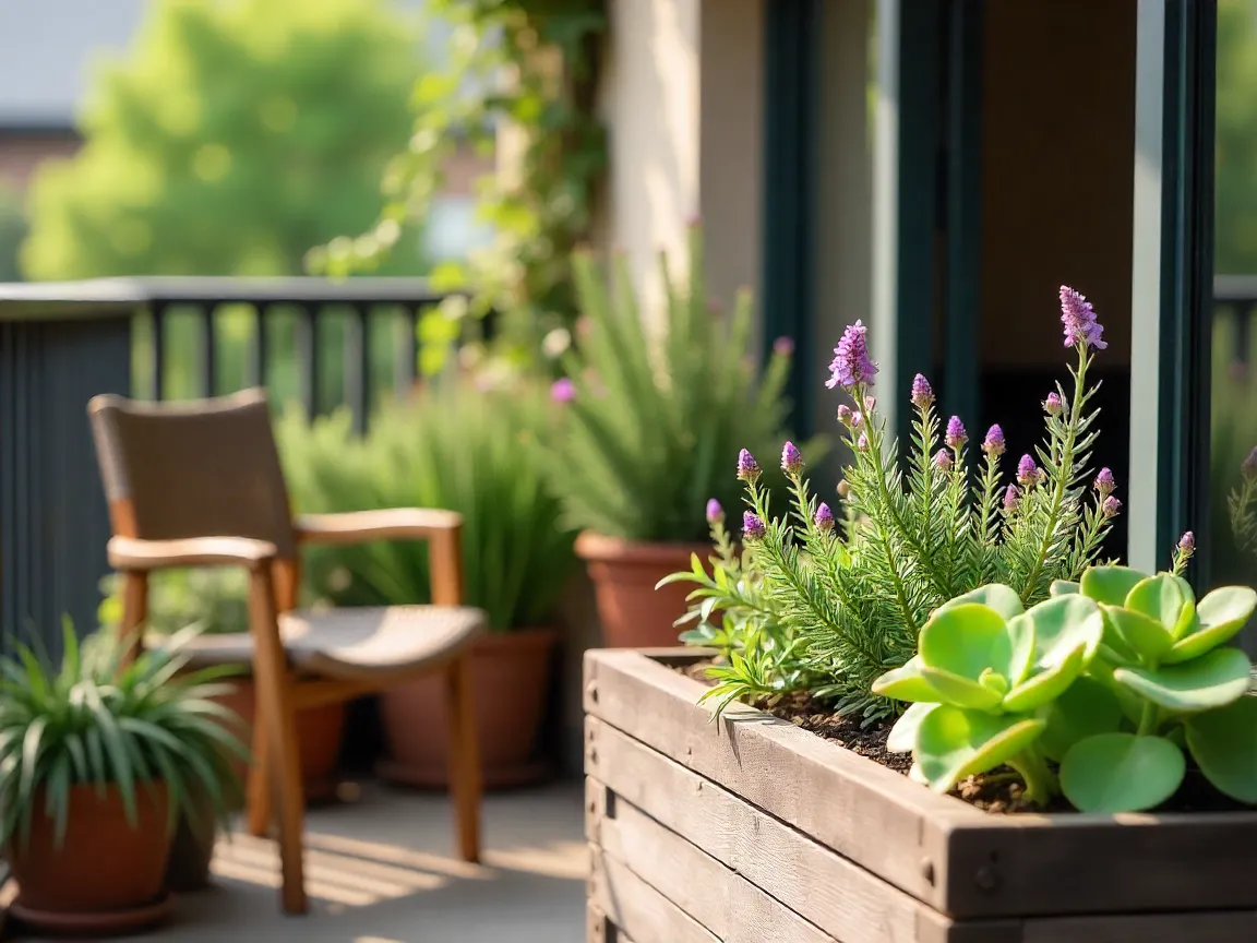 Balkongpakke med blomster og potter